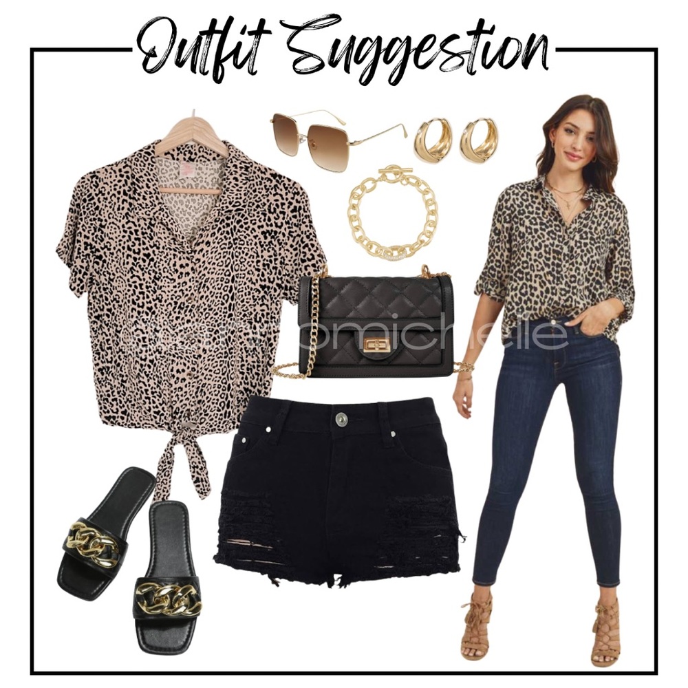 No Boundaries Cropped Leopard Print Blouse